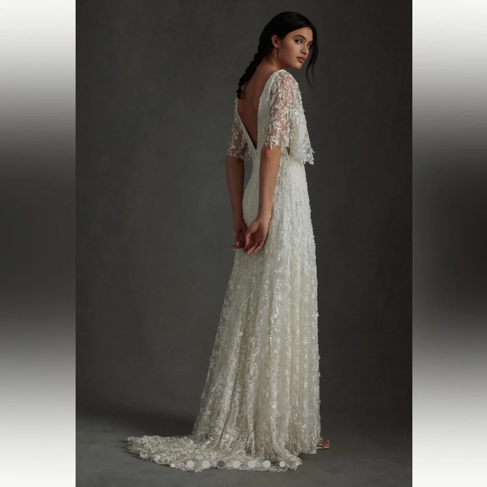 Jenny Loo Lourdes V-neck Elegant Wedding Gown - Picture 2 of 9